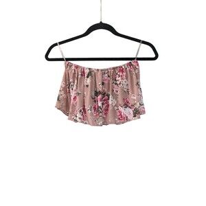 American Rag Strapless Floral Flutter Crop Top Size XS